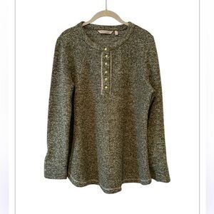 Soft Surroundings El Chate Heather Green Long Sleeve Henley Top Size M